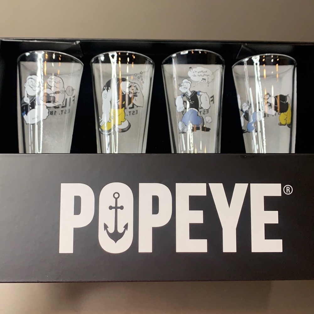 New Filson x Popeye - 4 Piece Pint Glass Set, beer mug tumbler -Made in USA